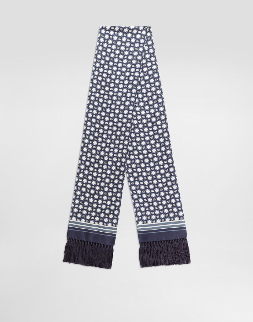 Шал Dolce & Gabbana Dolce & Gabbana Silk Twill Scarf with Micro-Design and Logo Тъмно синьо | GQ214EG0WUZHH8PB