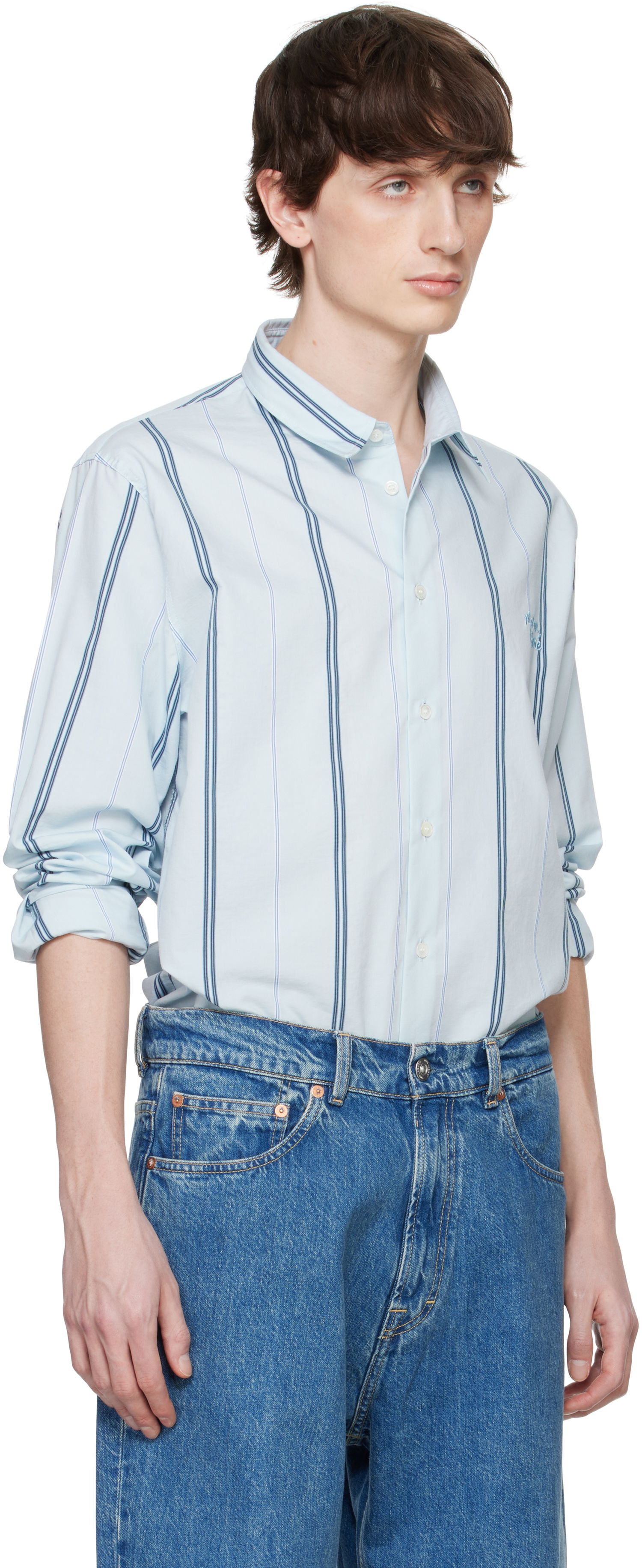 Риза MAISON KITSUNÉ Maison Kitsuné Relaxed Shirt Синьо | MM00403WC5029, 1