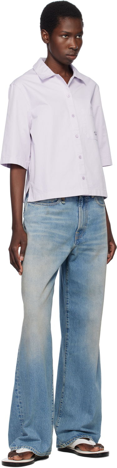Риза MAISON KITSUNÉ Maison Kitsuné Cropped Boxy Shirt Лилаво | OW00427WW9031, 3