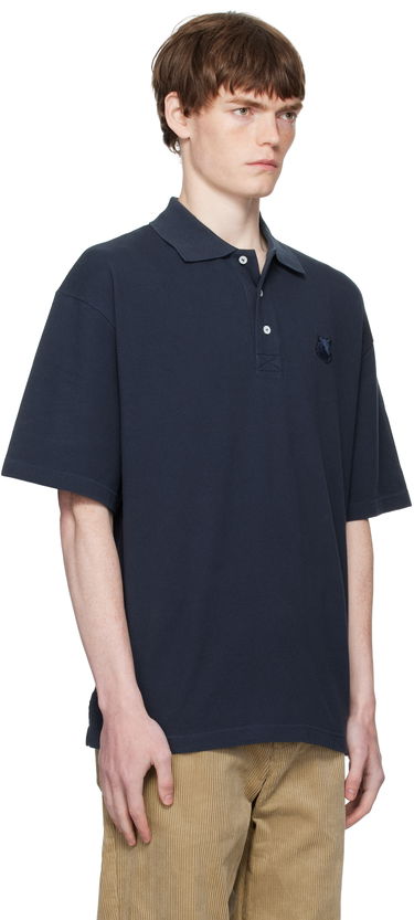 Поло тениска MAISON KITSUNÉ Maison Kitsuné Fox Head Patch Oversize Polo Тъмно синьо | PM00211KP0001, 1