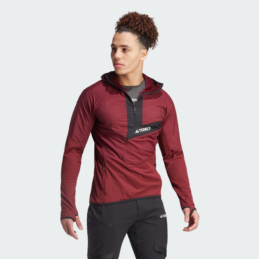 Яке adidas Performance Techrock Ultralight 1/2-Zip Hooded Fleece Jacket Бургунди | IA1811, 0