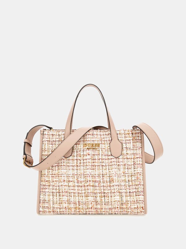 Дамска чанта GUESS Silvana Tweed Handbag Бежово | HWTR8665220, 0