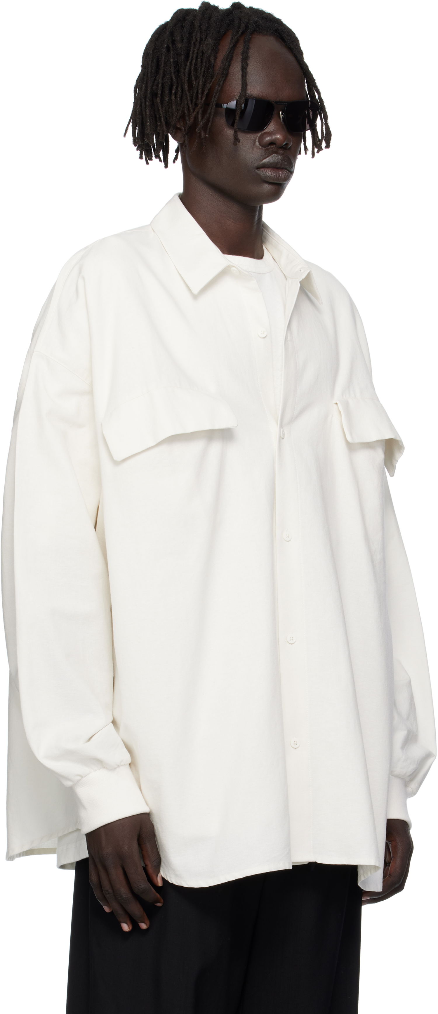 Риза Fear of God ESSENTIALS Long-Sleeve Oxford Shirt with Flap Pockets Бяло | 186SP254424F, 1