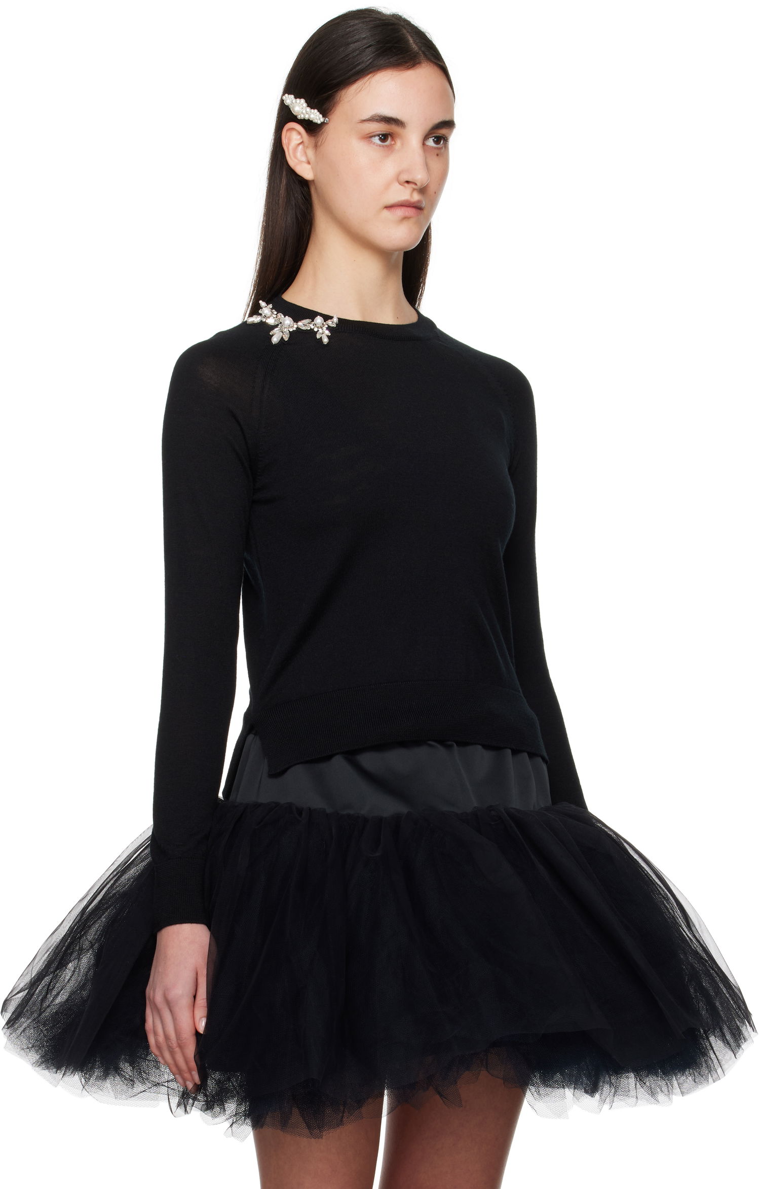 Пуловер Simone Rocha Simone Rocha Classic Wool Pullover Черно | KMK22B 0647, 1