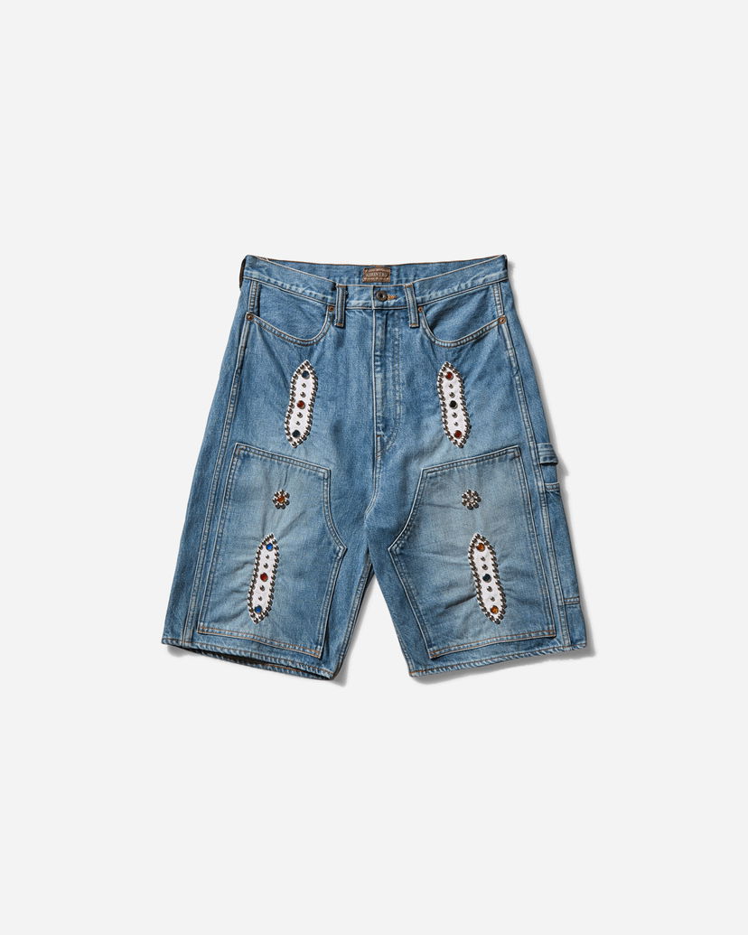 Къси панталони KAPITAL 14oz Denim Studded Remake Shorts Синьо | EK-1626SP PRO