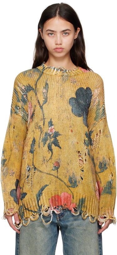 Пуловер R13 R13 Printed Oversized Sweater Жълто | R13WY197-Y222A, 0
