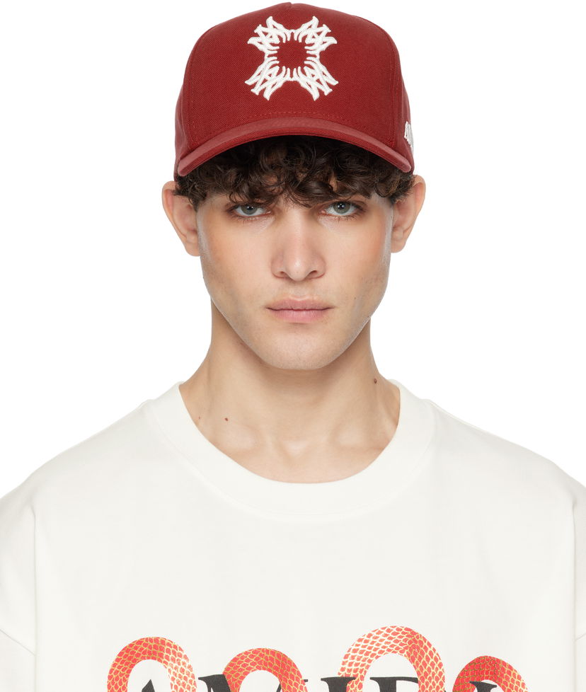 Шапка с козирка AMIRI 'MA' Quad Canvas Cap Червено | AMHACP1034