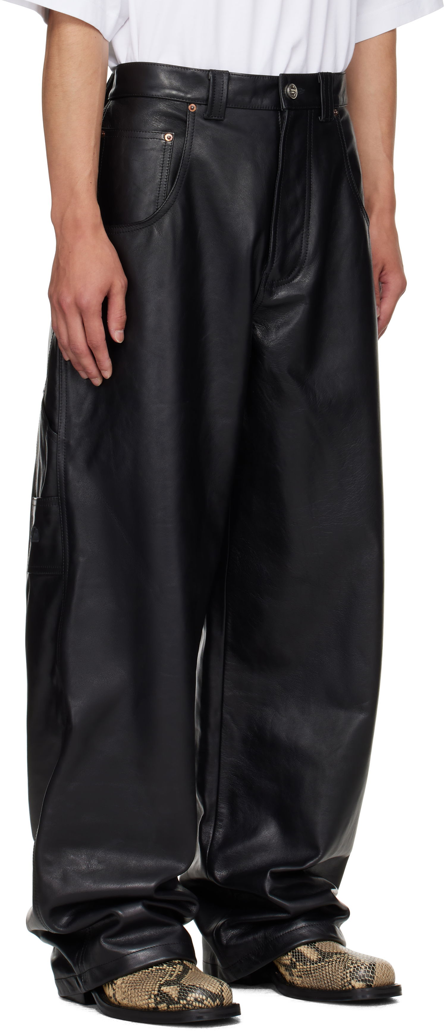 Панталони VETEMENTS VETEMENTS Hip Hop Leather Pants Черно | UH76LP250B, 1
