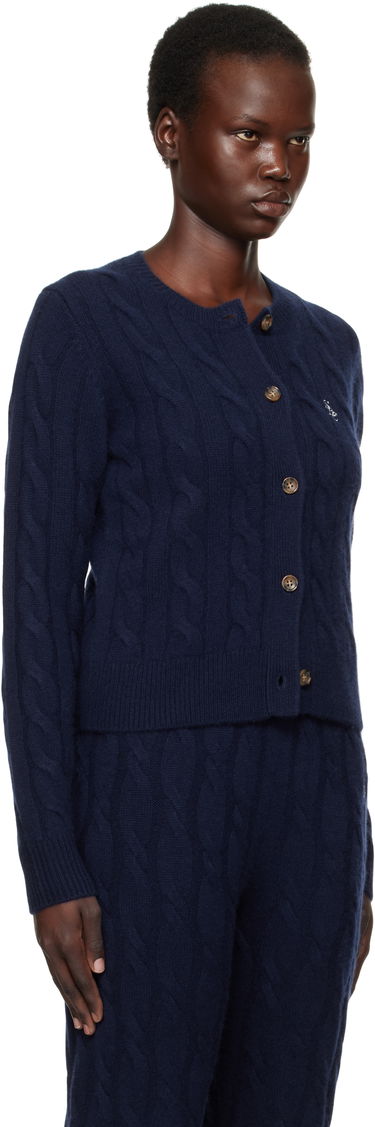 Пуловер Sporty & Rich 'SRC' Cableknit Cashmere Cardigan Тъмно синьо | CA003512302BL32, 1