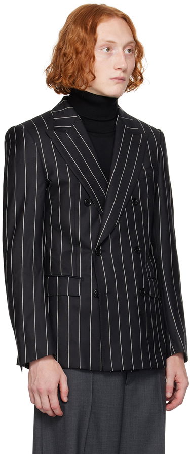 Яке Dolce & Gabbana Dolce & Gabbana Pinstripe Double-Breasted Blazer Черно | G2QU4TFR204, 1