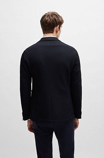 Яке BOSS Slim Fit Seersucker Wool-Blend Jacket Тъмно синьо | 50522597, 1