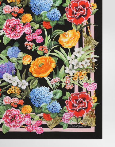 Шал Dolce & Gabbana Dolce & Gabbana Floral-Print Silk Twill Square Scarf Черно | FN092RGDCV8H45KU, 3