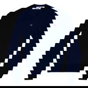 COMME des GARCONS PLAY Long Sleeve V-Neck Sweater with Red Heart Emblem