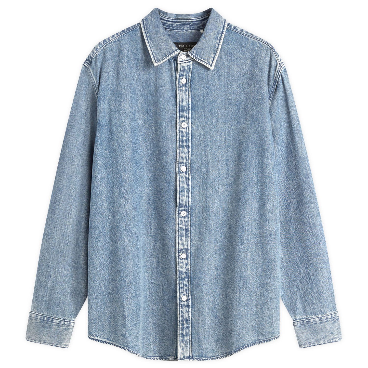 Риза rag & bone Rag & Bone Matthew Denim Shirt Size Large Синьо | MED24H1438UFCB, 1