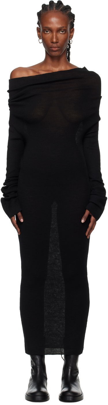 Pокля Ann Demeulemeester Ann Demeulemeester Barbro Dropped Shoulder Knitted Midi Dress Черно | 2520-W-KN28-FA059-099, 0