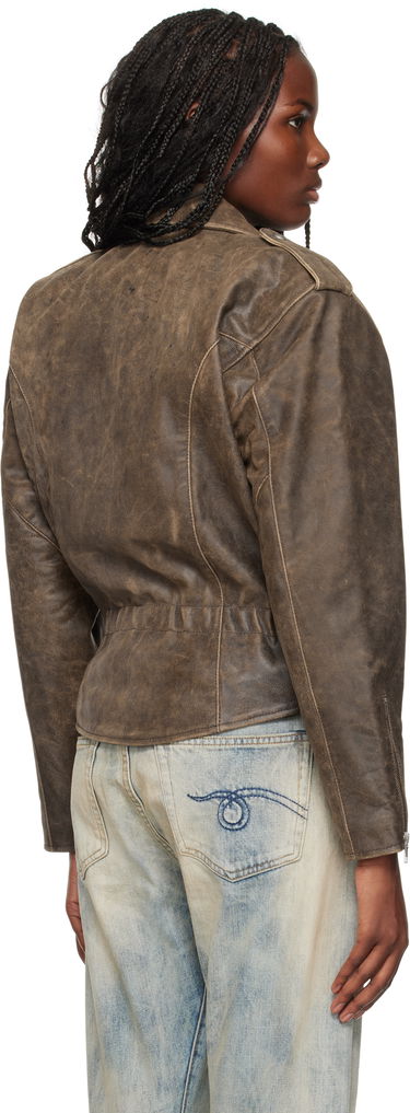 Яке R13 R13 Exaggerated Shoulder Leather Motorcycle Jacket Кафяво | R13WR323-R434A, 2
