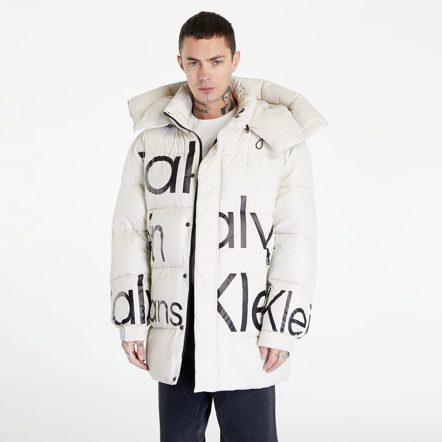 Пухо яке CALVIN KLEIN JEANS Bold Disrupted Logo Jacket Бежово | J30J321913 ACF, 0