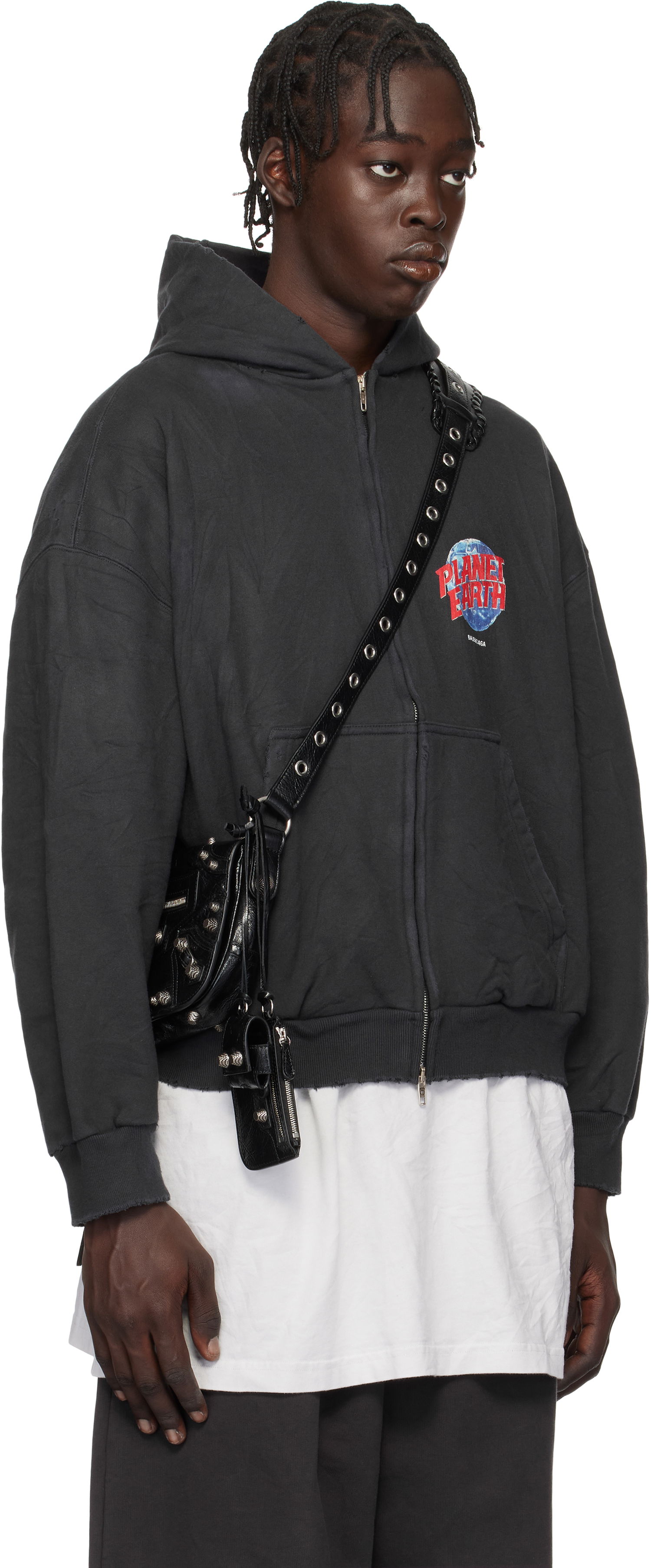 Суитчър Balenciaga Balenciaga 'Planet Earth' Zip Hoodie Черно | 803264TRVD11055, 1