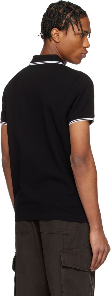 Поло тениска Moncler Moncler Cotton Piquet Polo with Striped Trim Черно | K10918A0003184556, 2