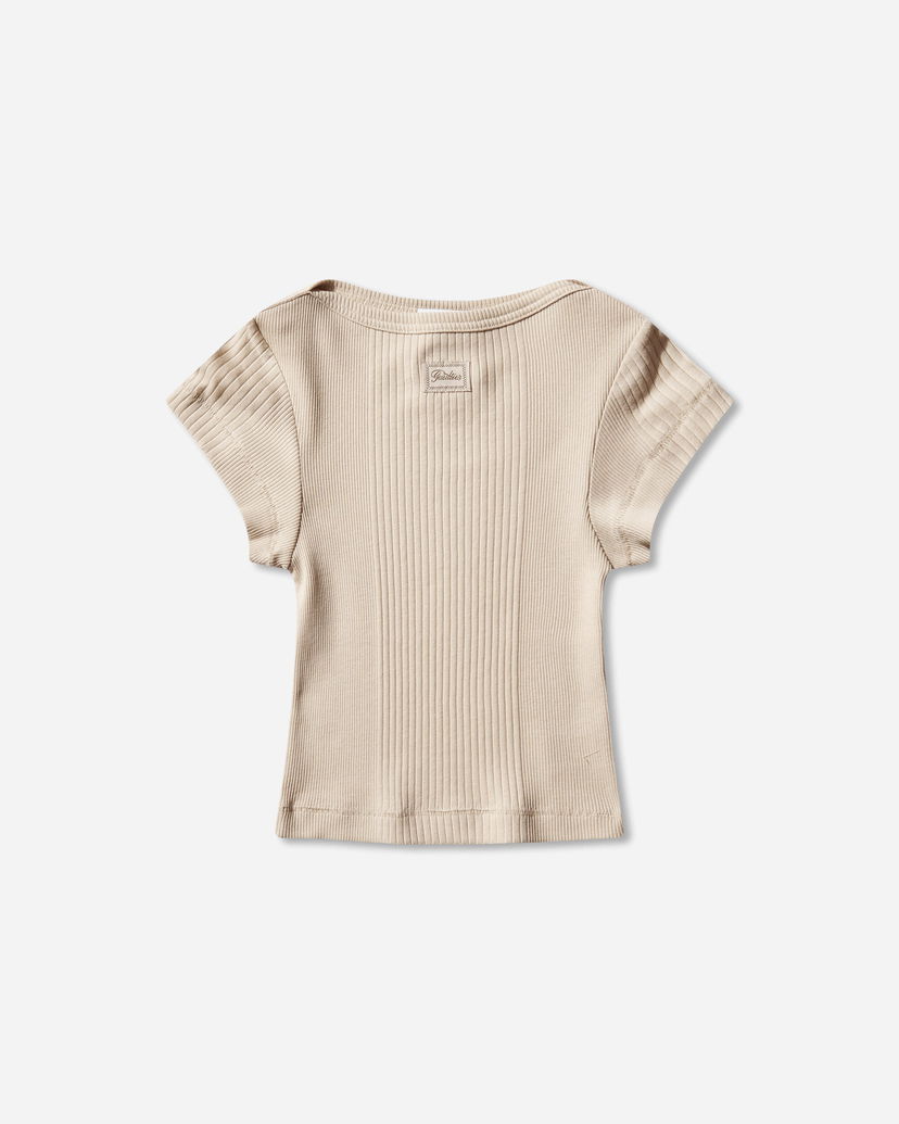 Тениска Jean Paul Gaultier Ribbed Logo Patch Baby T-Shirt Бежово | 26-01-W-TO429-J014 63
