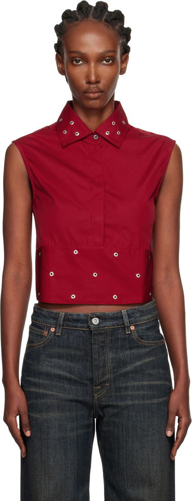 Съкратен топ OUR LEGACY Sleeveless Collared Eyelet Crop Girdle Top Червено | W4252GLR, 0