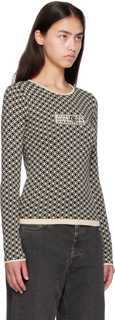 Пуловер Maison Margiela MM6 Maison Margiela Allover Check Knit Sweater Бежово | S52HL0050 M13137, 1