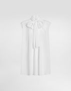 Dolce & Gabbana Crepe De Chine Silk Sleeveless Blouse with Bow