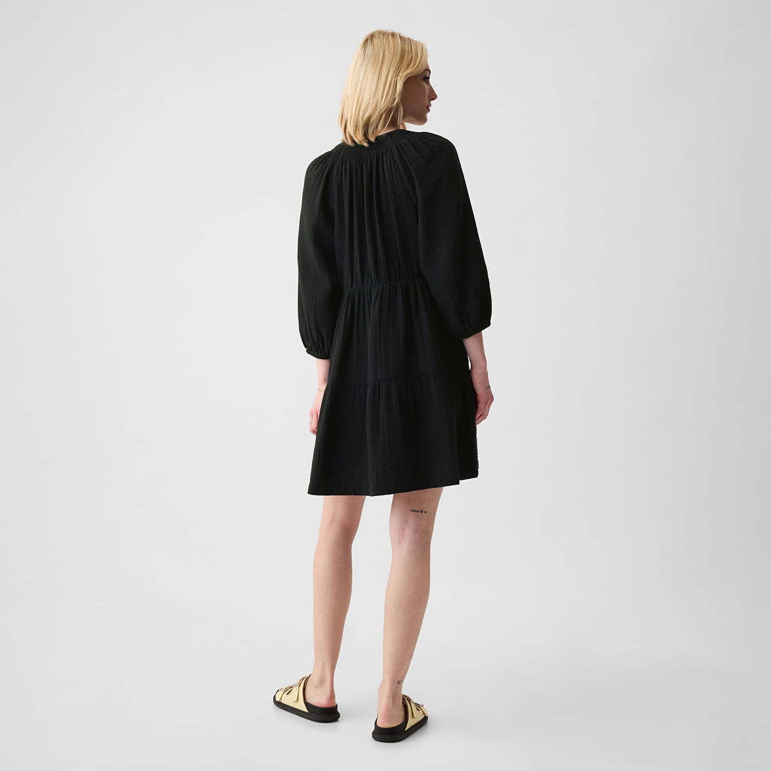 Pокля GAP Dresses Longsleeve Gauze Mini Dress Black Черно | 429447-03, 1