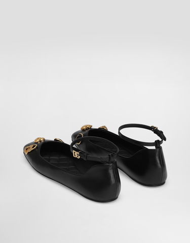 Аксесоари Dolce & Gabbana Dolce & Gabbana Leather Ballet Flats with Embroidered Detail Черно | CB0269AO03380999, 2