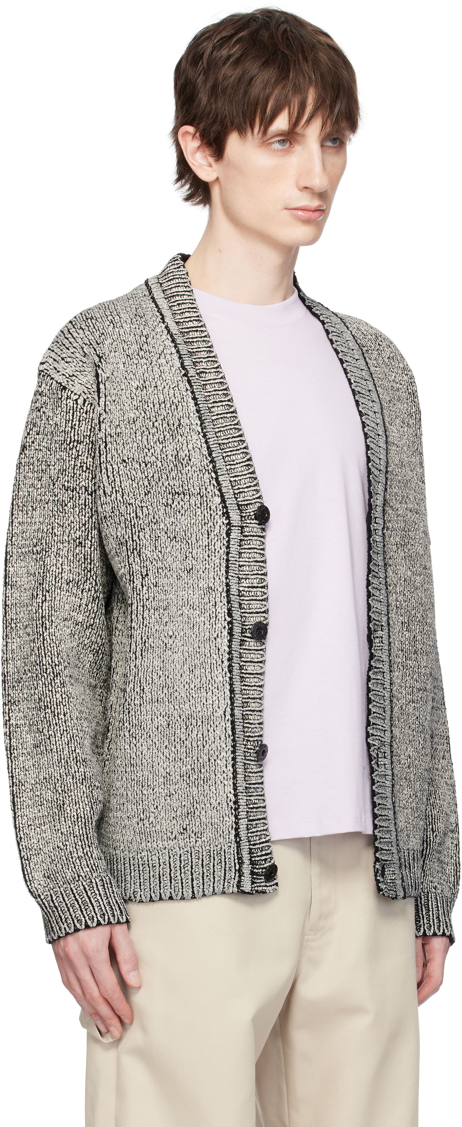 Пуловер Stone Island Stone Island Cotton Chenille Cardigan Сиво | K1S15 5100047 S00Z1, 1