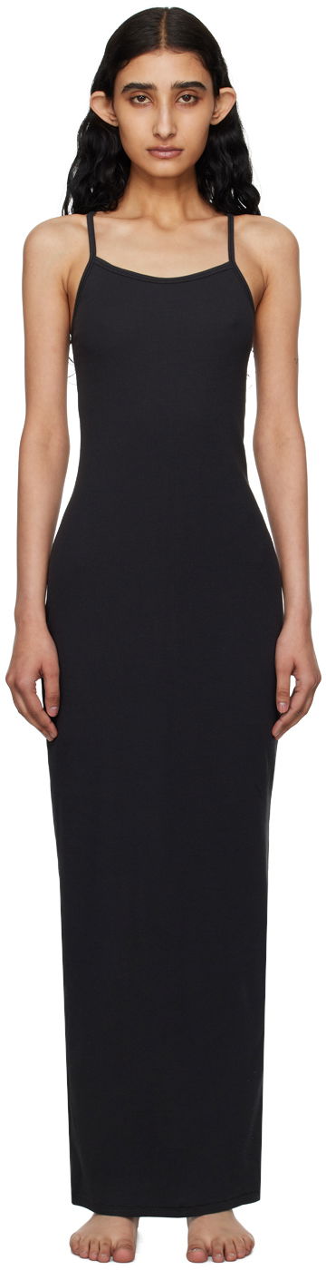 Pокля SKIMS SKIMS Cotton Rib Long Cami Maxi Dress Черно | DR-MAX-5521W, 0