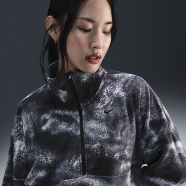 Суитчър Nike One Fleece Printed Half-Zip Sweatshirt Черно | FZ6969-010, 3
