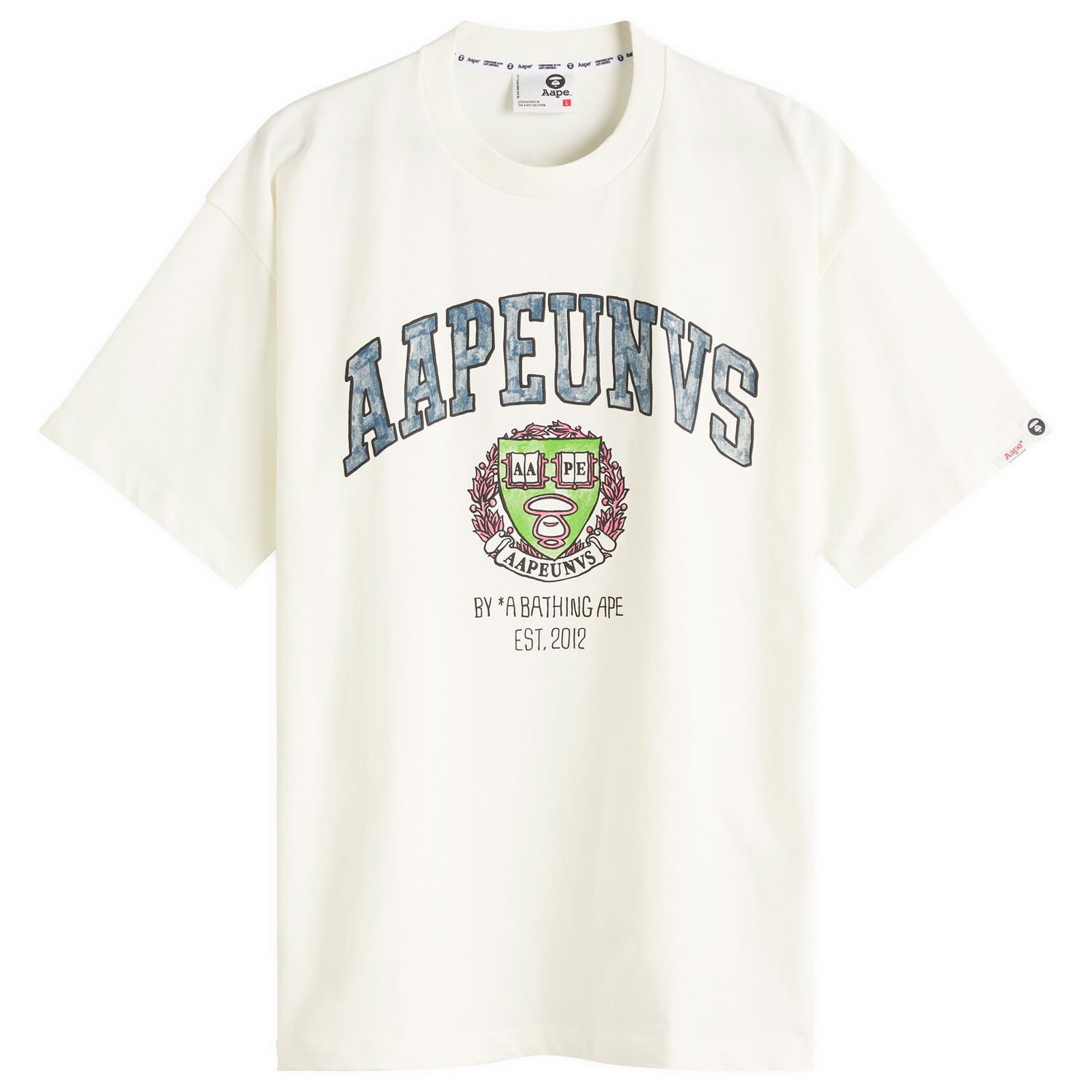 Тениска AAPE by A Bathing Ape AAPE College Theme T-Shirt, Size Large Бяло | AAPTEM1626XX-IVO, 1