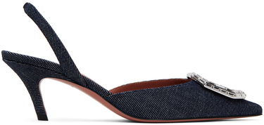 Кецове и обувки Amina Muaddi Sling Heels with Crystal Buckle Синьо | CAMELIA SLING 60 SLANTED DENIM D, 0