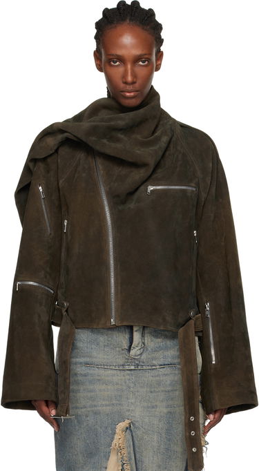 Яке Rick Owens Concordians Cropped Scarf Flight Suede Jacket Кафяво | RO02E4793 LCSI, 0