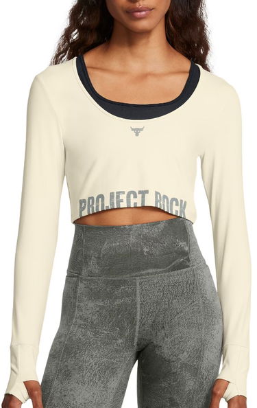 Съкратен топ Under Armour Workout Top Long Sleeve Бяло | 1386443-273, 0