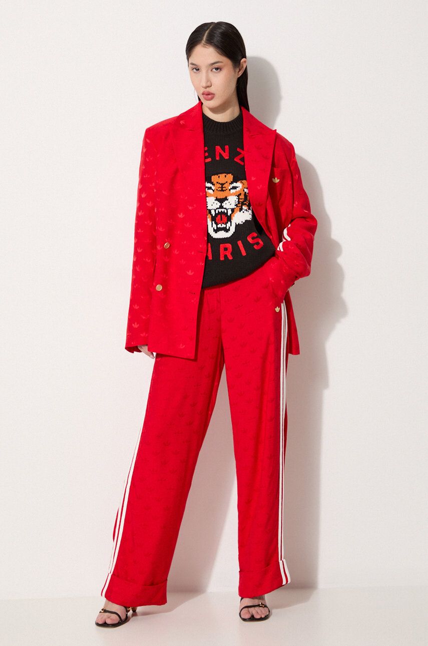 Панталони adidas Originals Jaquard Wide Leg Trousers Червено | JJ2172, 1
