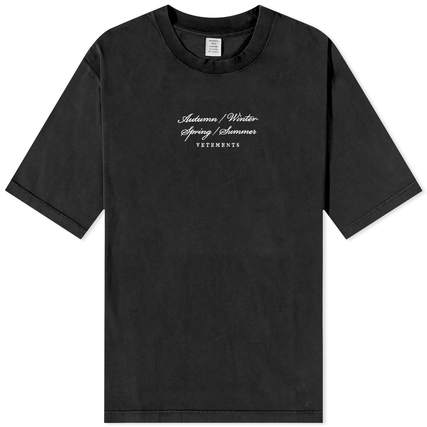 Тениска VETEMENTS 4 Seasons Embroidered Черно | UE54TR140B, 0