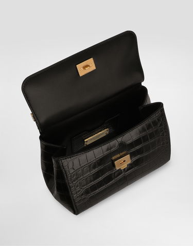 Дамска чанта Dolce & Gabbana Dolce & Gabbana Medium Sicily Alligator Leather Handbag Черно | BB6003B2EM080999, 3