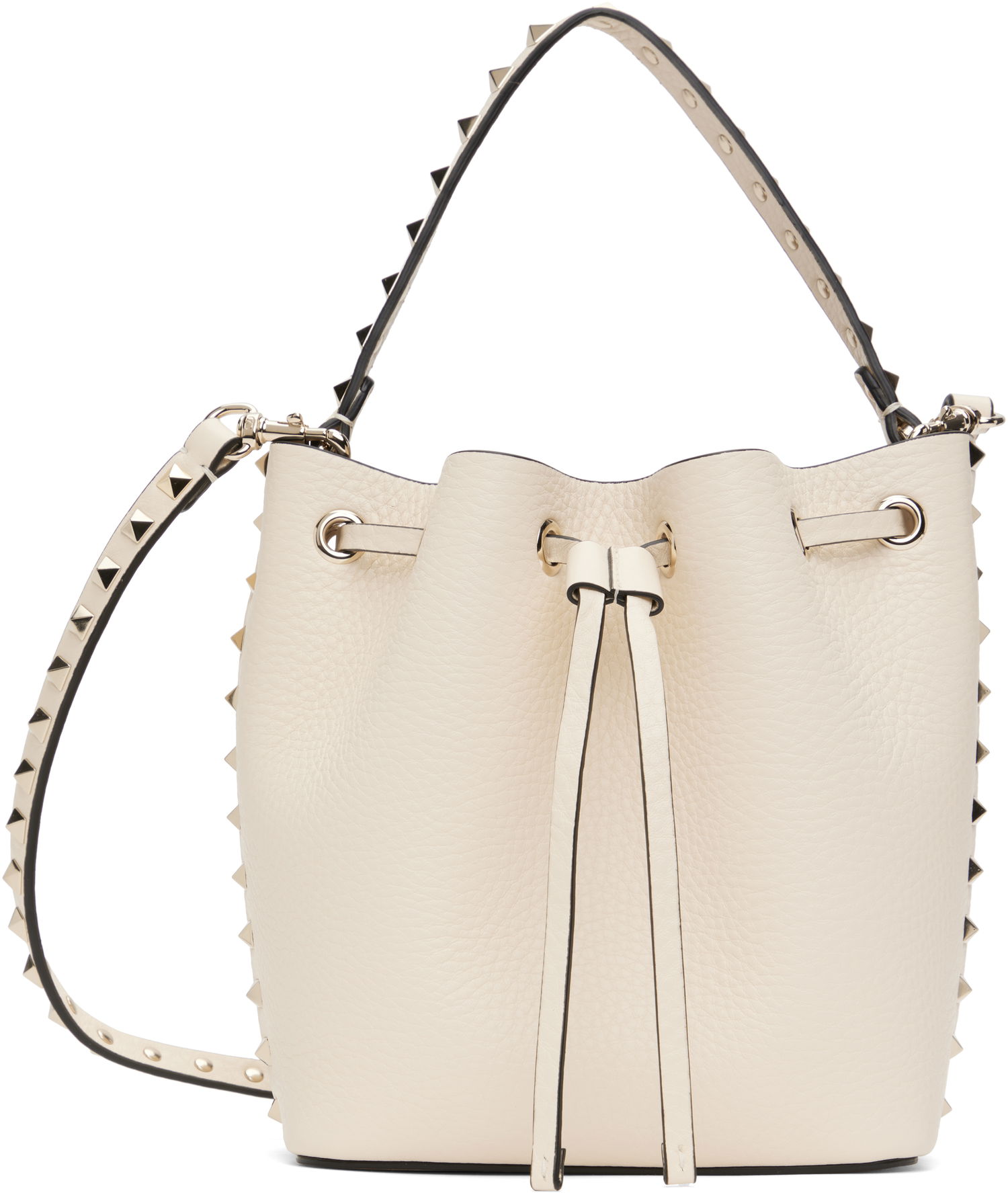 Дамска чанта Valentino Valentino Garavani Rockstud Grainy Calfskin Bucket Bag Бежово | 6W2B0L31VSF, 0
