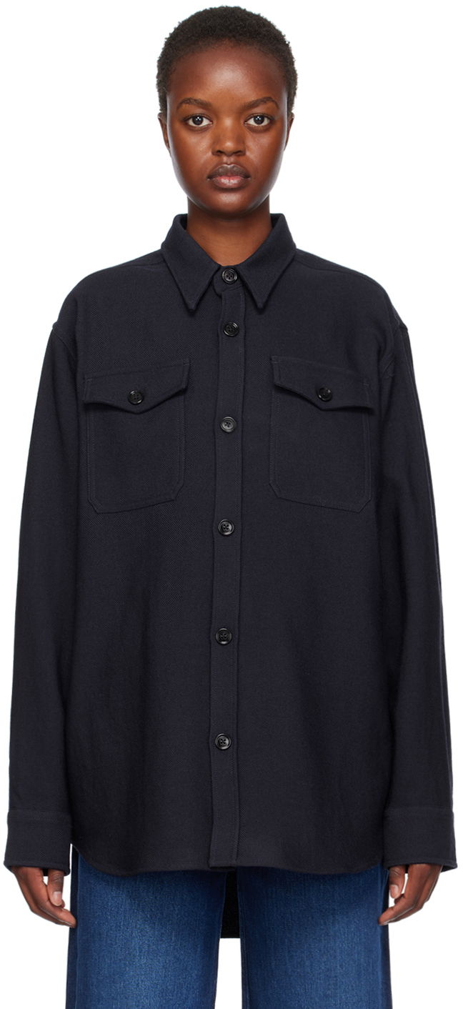 Риза AMI Chest Pocket Shirt Тъмно синьо | UJK224.WV0030, 0