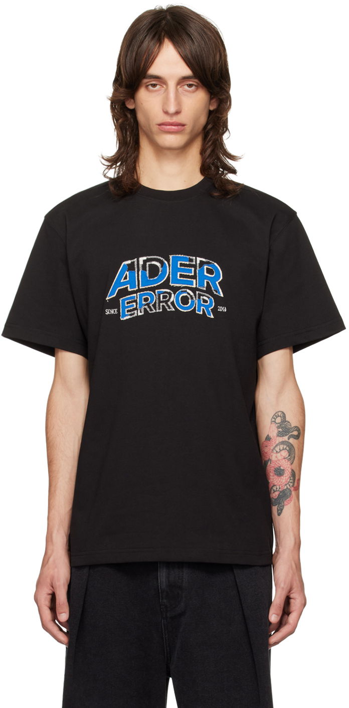 Тениска ADER ERROR Flocked Logo Graphic T-Shirt Черно | BN25FYTS0101BK