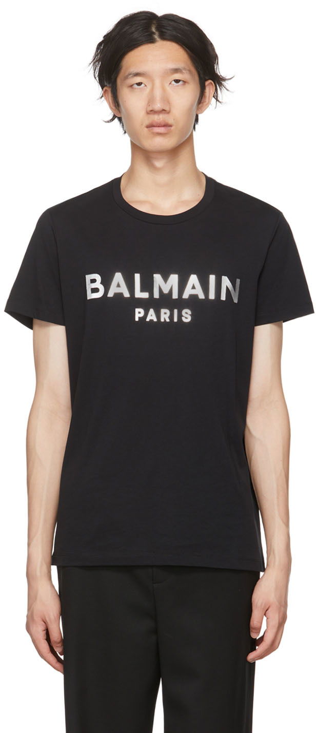 Тениска Balmain Organic Cotton T-Shirt Черно | YH1EF000BB29