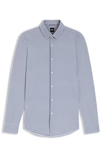 Риза BOSS Slim-fit printed performance-stretch jersey shirt Синьо | 50556692, 0