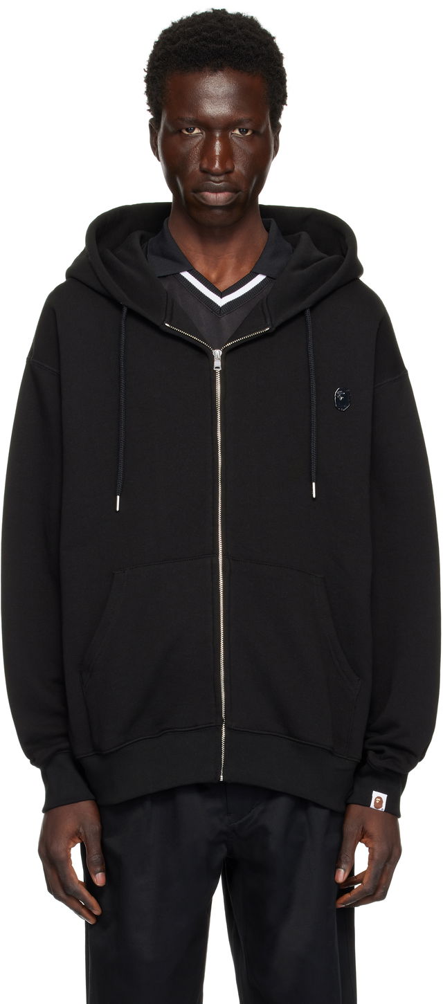 Metal One Point Zip-Up Hoodie