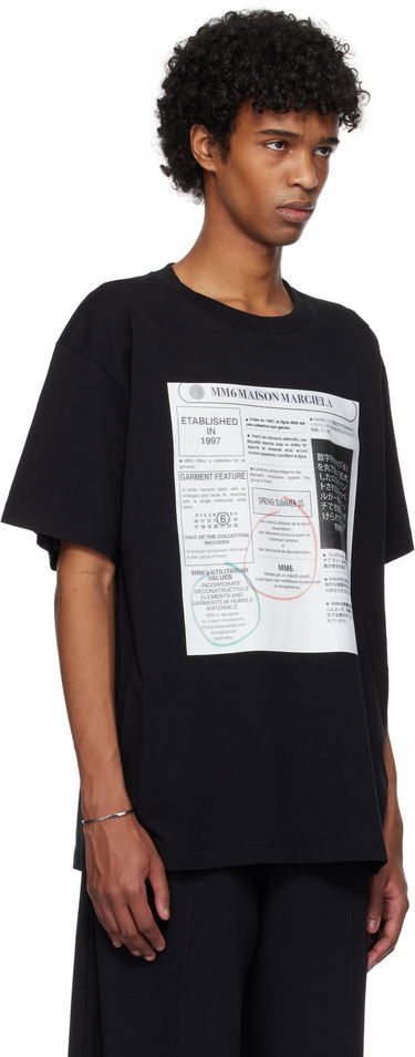 Тениска Maison Margiela MM6 Newspaper Print T-Shirt Черно | SH0GC0043 S24312, 1