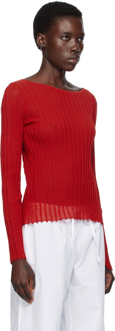 Тениска Loulou de Saison Loulou de Saison Mabille Ribbed Knit Top Червено | MABILLE, 1