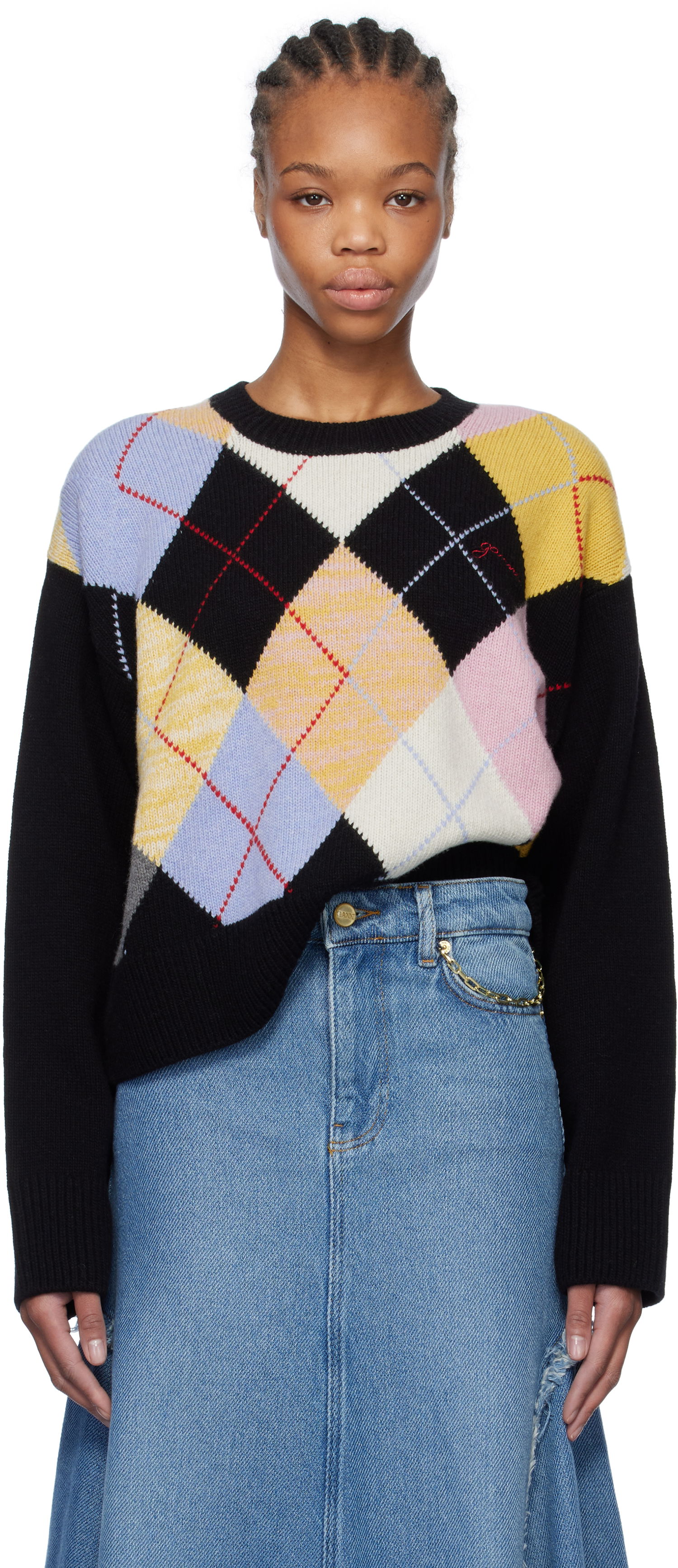 Пуловер GANNI GANNI Harlequin Argyle Knit Sweater Многоцветен | K2379, 0
