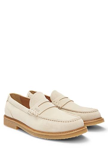 Аксесоари BOSS Suede Moccasins with Crepe Outsole Бежово | 50541772
