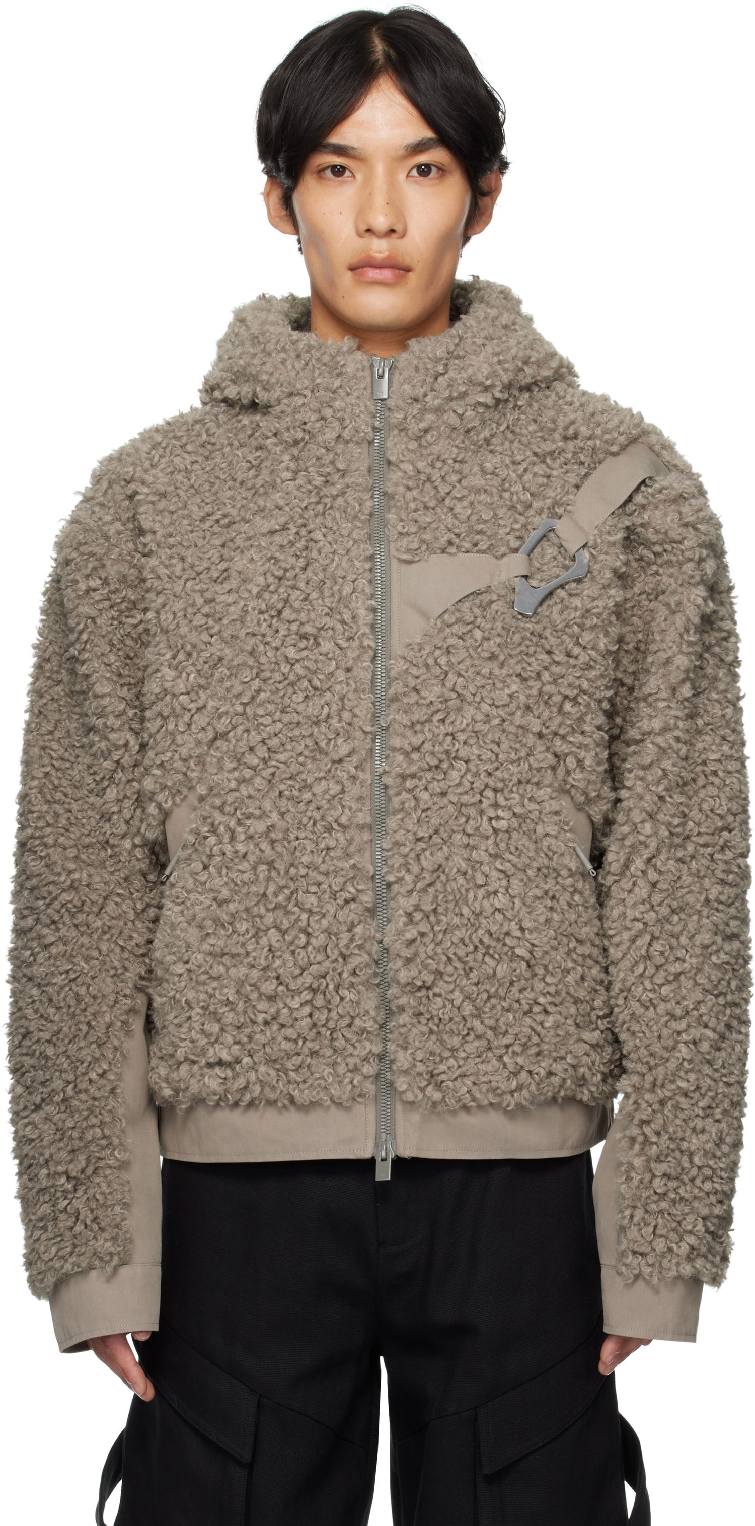 Яке HELIOT EMIL Heliot Emil Chiaroscuro Fleece Hooded Jacket Сиво | PREAW25_M_02_155_DST19, 0